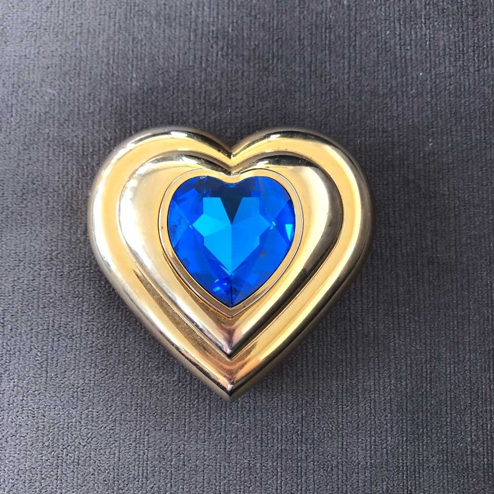 Vintage Yves Saint Laurent by Robert Goossens Blue Heart Jeweled Compact